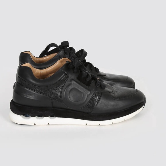 Salvatore Ferragamo Shoes - Salvatore Ferragamo Black Leather Morgan Sneakers - made in Italy, Florence